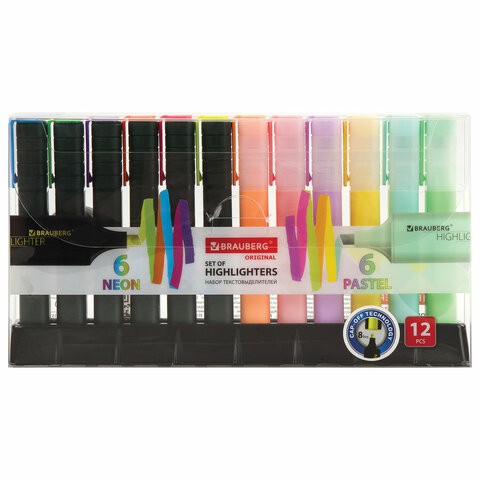 Набор текстовыделителей Brauberg Original линия 1-5 мм 12 цветов 151699 , 